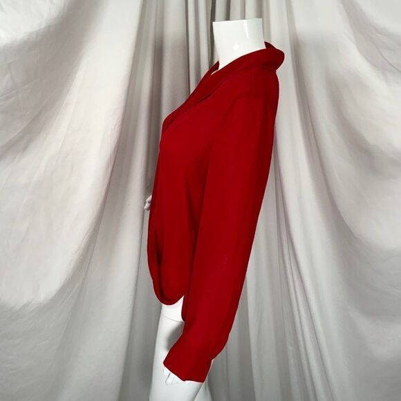 Chelsea 28 Women’s Red Cross Front Faux Wrap Blouse (D14) - Picture 4 of 6